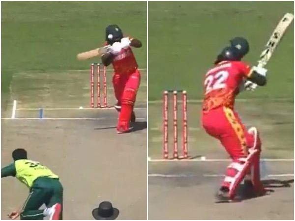 Watch- Arshad Iqbal’s Deadly Bouncer Breaks Batsman’s Helmet In Two Halves During Pak vs Zim 2nd T20I