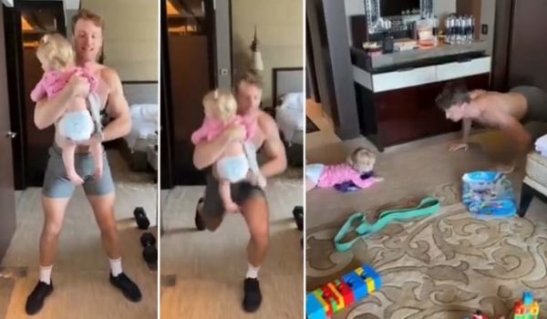 Watch – Jos Buttler Trains With Daughter Georgia In His Arms