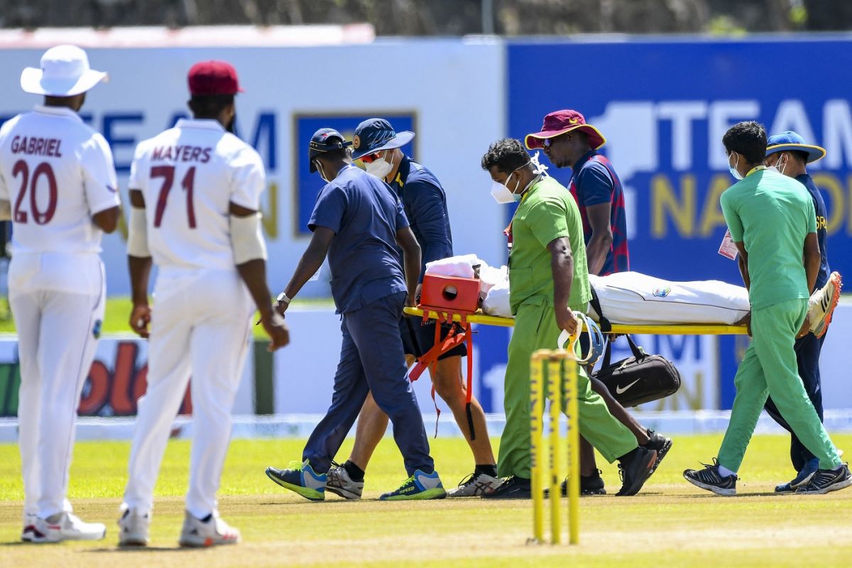 West Indies Debutant Jeremy Solozano Gets Hit On Helmet; Stretchered Off The Field