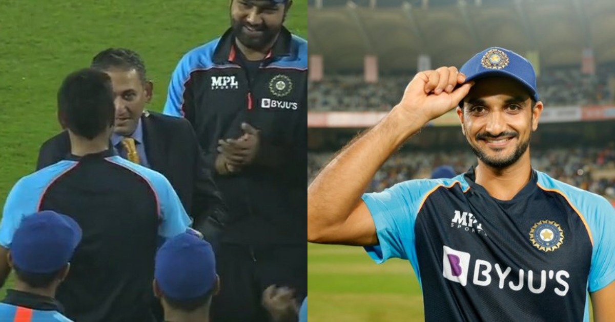 India vs New Zealand 2021: Watch – Harshal Patel Receive His India Cap From Ajit Agarkar