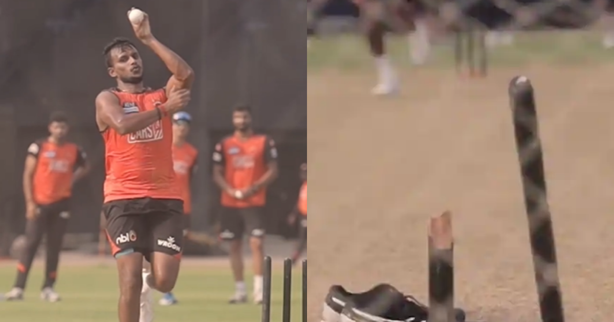[Watch] T Natarajan Breaks Stumps During Sunrisers Hyderabad’s Practice Session