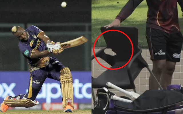 [Watch] Andre Russell Breaks Chair With His Powerful Shot In KKR Training