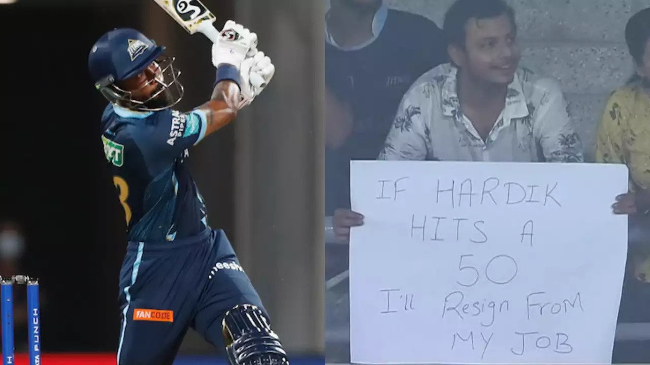 “If Hardik Hits 50, I’ll Resign From My Job” – Fans Banner Goes Viral After GT Captain Scores A Half-Century