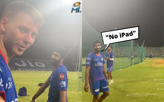 [Watch]- “1 Yorker Equals 1 iPad”- Jasprit Bumrah’s Offer For MI Teammate Riley Meredith