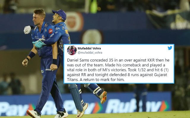 “It Was GT’s Game”- Twitter Reacts As Daniel Sams Defends 9 Runs In The Final Over To Win The Match For Mumbai Indians