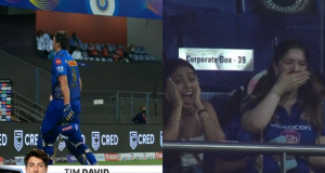 Sara Tendulkar's reaction after Tim David Run Out