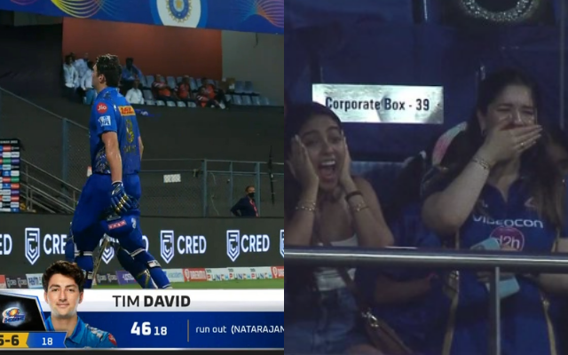 Sara Tendulkar's reaction after Tim David Run Out