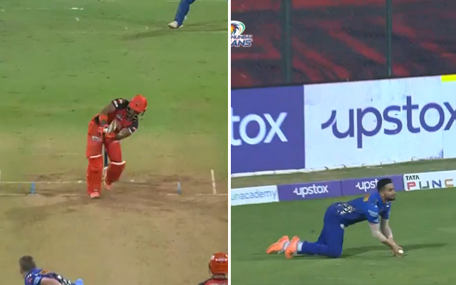 [Watch]- Mayank Markande’s Excellent Diving Catch To Dismiss Nicholas Pooran