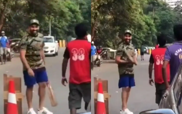 [Watch] Team India Captain Rohit Sharma Plays Gully Cricket In Mumbai