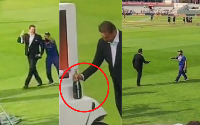 [Watch]- Rishabh Pant Hands His Champagne Bottle To Ravi Shastri After Manchester Heroics