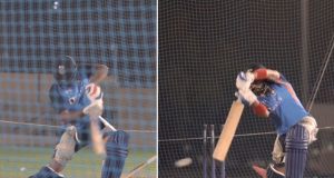 Rohit Sharma and Virat Kohli in the nets