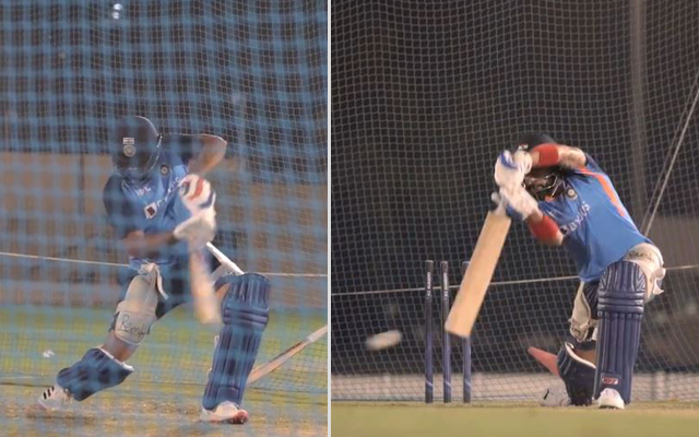 Rohit Sharma and Virat Kohli in the nets
