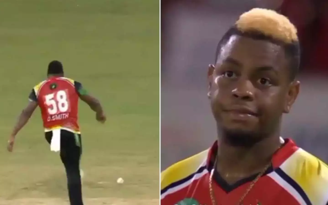 [WATCH] Odean Smith Kicks The Ball Away In Frustration; Gives 2 Free Runs In CPL 2022