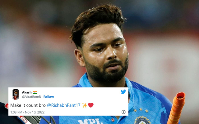 “Make It Count” – Fans React As Rishabh Pant Retains His Place Against England In 2022 T20 World Cup Semi-Final