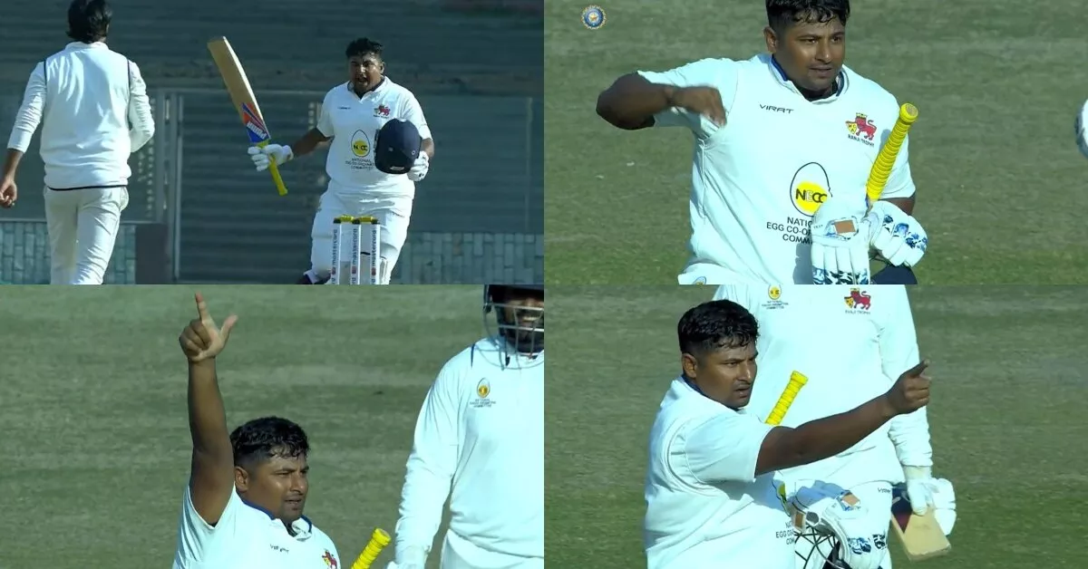[WATCH] Sarfaraz Khan’s Aggressive Celebration Pointing The Selector Makes Things Worse For Him