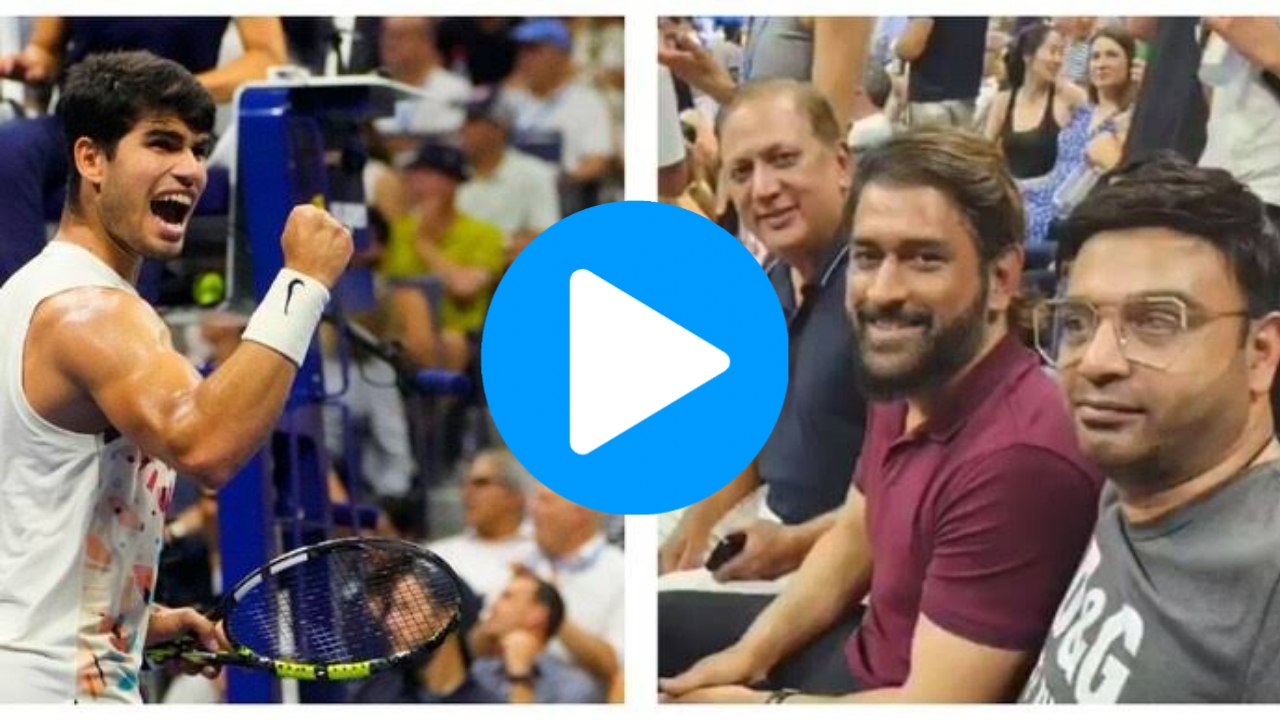 [WATCH] MS Dhoni Enjoys Alcaraz vs Zverev Clash At US Open 2023