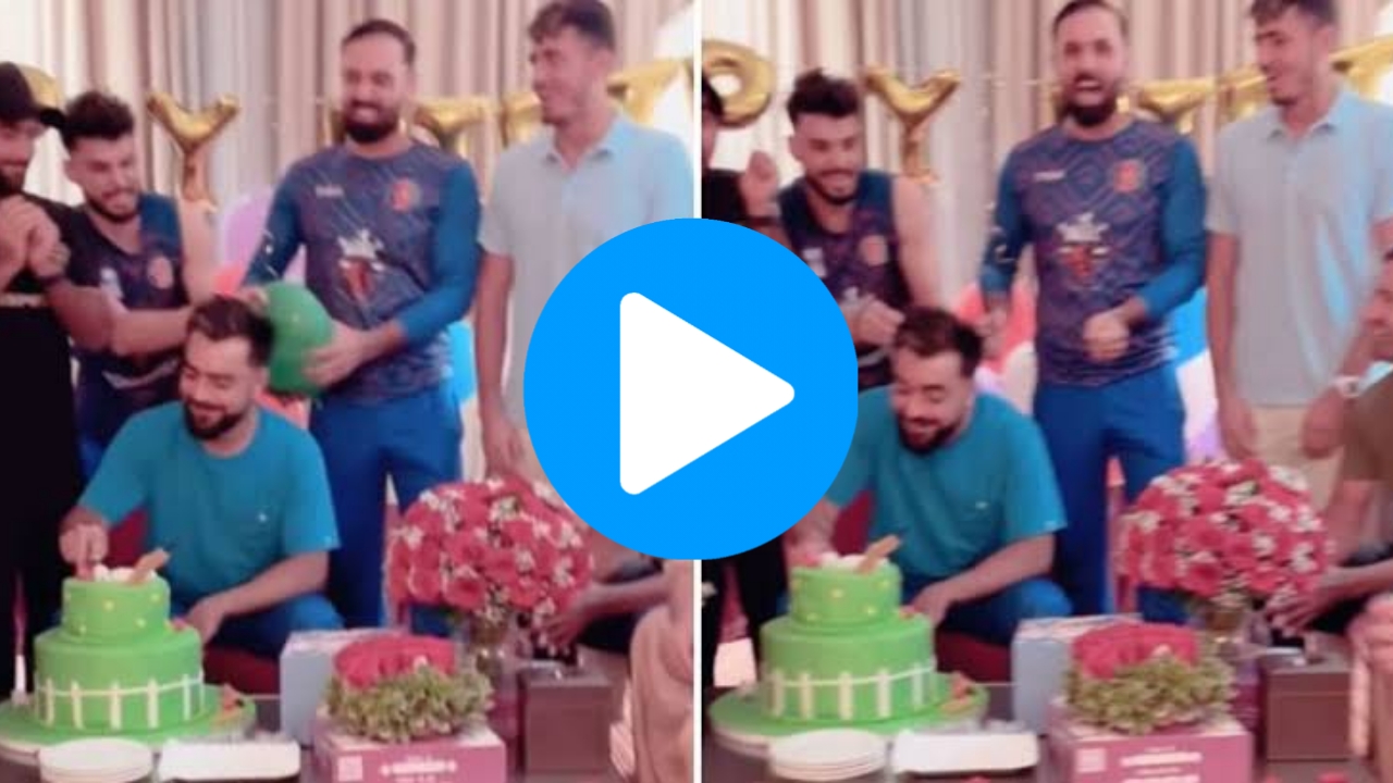 [WATCH]: Rashid Khan Becomes Startled When Mohammad Nabi Pops A Balloon On His Birthday