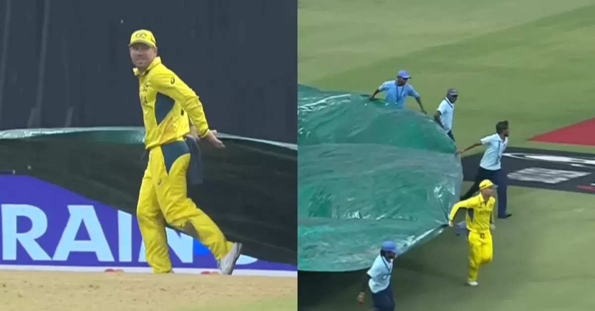 ICC Cricket World Cup 2023: [WATCH] David Warner Helps Ground Staff To Bring Covers; Fans React