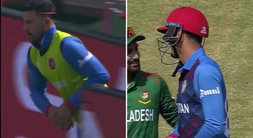 ICC Cricket World Cup 2023: [WATCH]: Mujeeb Ur Rahman Heads Out To Bat Without His Abdominal Guard; Video Goes Viral