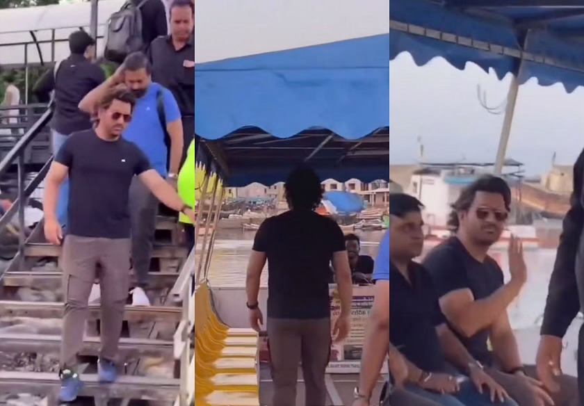 [WATCH]: Former Indian Captain MS Dhoni Travels By Jetty For A Shooting Event