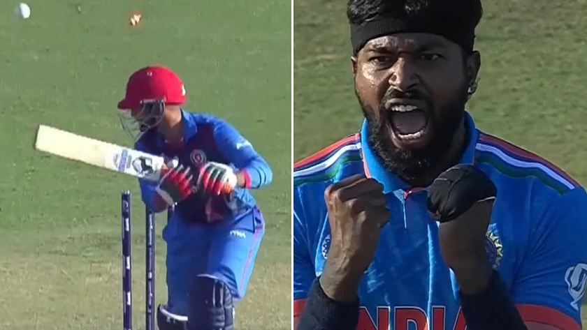 ICC Cricket World Cup 2023: [WATCH] Hardik Pandya Celebrates After His Delivery Removes Azmatullah Omarzai