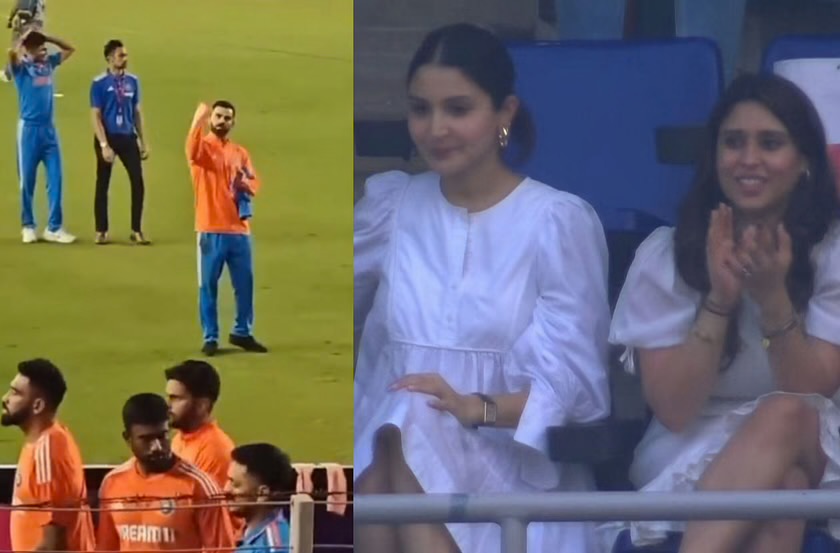 ICC Cricket World Cup 2023: [WATCH]- Virat Kohli Uses Gestures To Communicate With Anushka Sharma After India’s Big Win In Ahmedabad