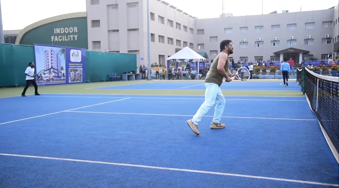 [WATCH]: MS Dhoni Impresses On The Tennis Court; Video Goes Viral