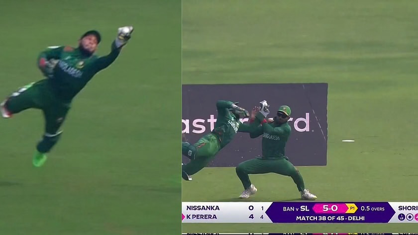 ICC Cricket World Cup 2023: [WATCH]- Mushfiqur Rahim Takes A Remarkable Diving Catch To Remove Kusal Perera