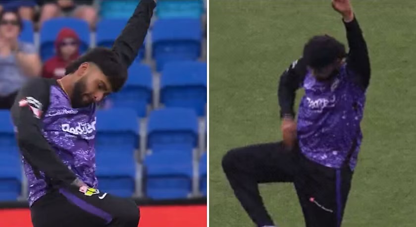 [WATCH] Nikhil Chaudhary Showcases The Jatt-Gabru Celebration Following His Maiden Wicket In The BBL