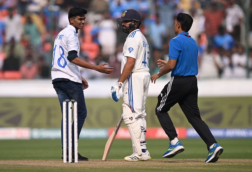 IND vs ENG: [WATCH] A Fan Rushes Onto The Pitch To Touch Rohit Sharma’s Feet During The 1st Test
