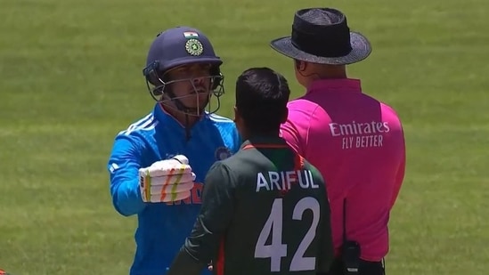 [WATCH] Umpire Intervenes In The On-Field Confrontation Between India U-19 Captain Uday Saharan And Bangladesh Star