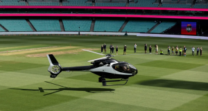 David Warner helicopter