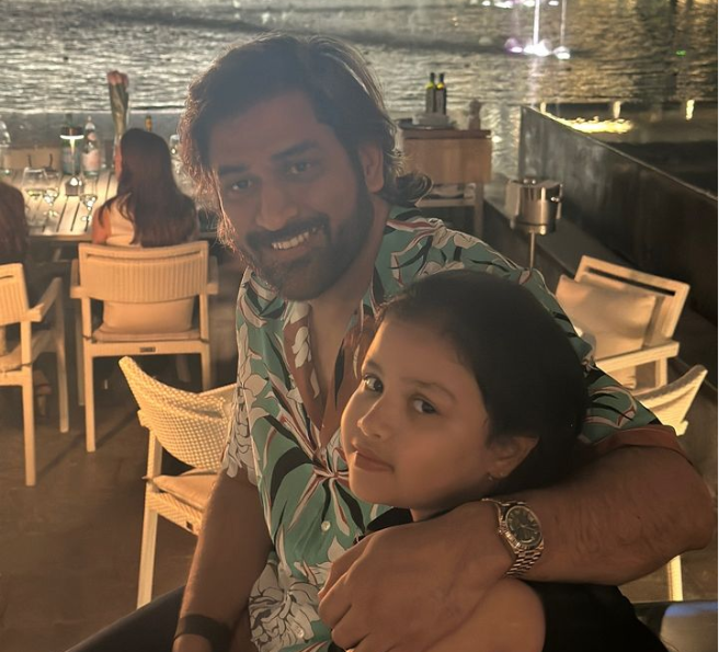 MS Dhoni Spends Time In Dubai With Wife Sakshi And Ziva