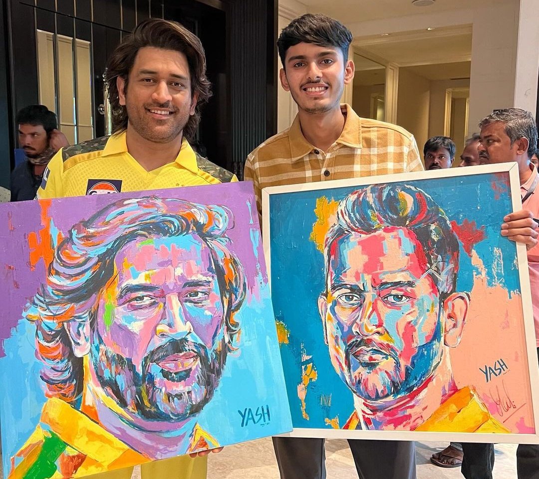 IPL 2024: MS Dhoni Receives Stunning Fan Art Work As Gift