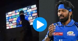 IPL 2024: [WATCH]- Fans Throw Bottles And Shoes At The Big Screen As Hardik Pandya Gets Ready For His Interview