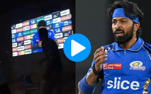 IPL 2024: [WATCH]- Fans Throw Bottles And Shoes At The Big Screen As Hardik Pandya Gets Ready For His Interview