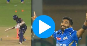 Jasprit Bumrah Bowls A Fiery Yorker To Dismiss Wriddhiman Saha In The GT vs MI Match