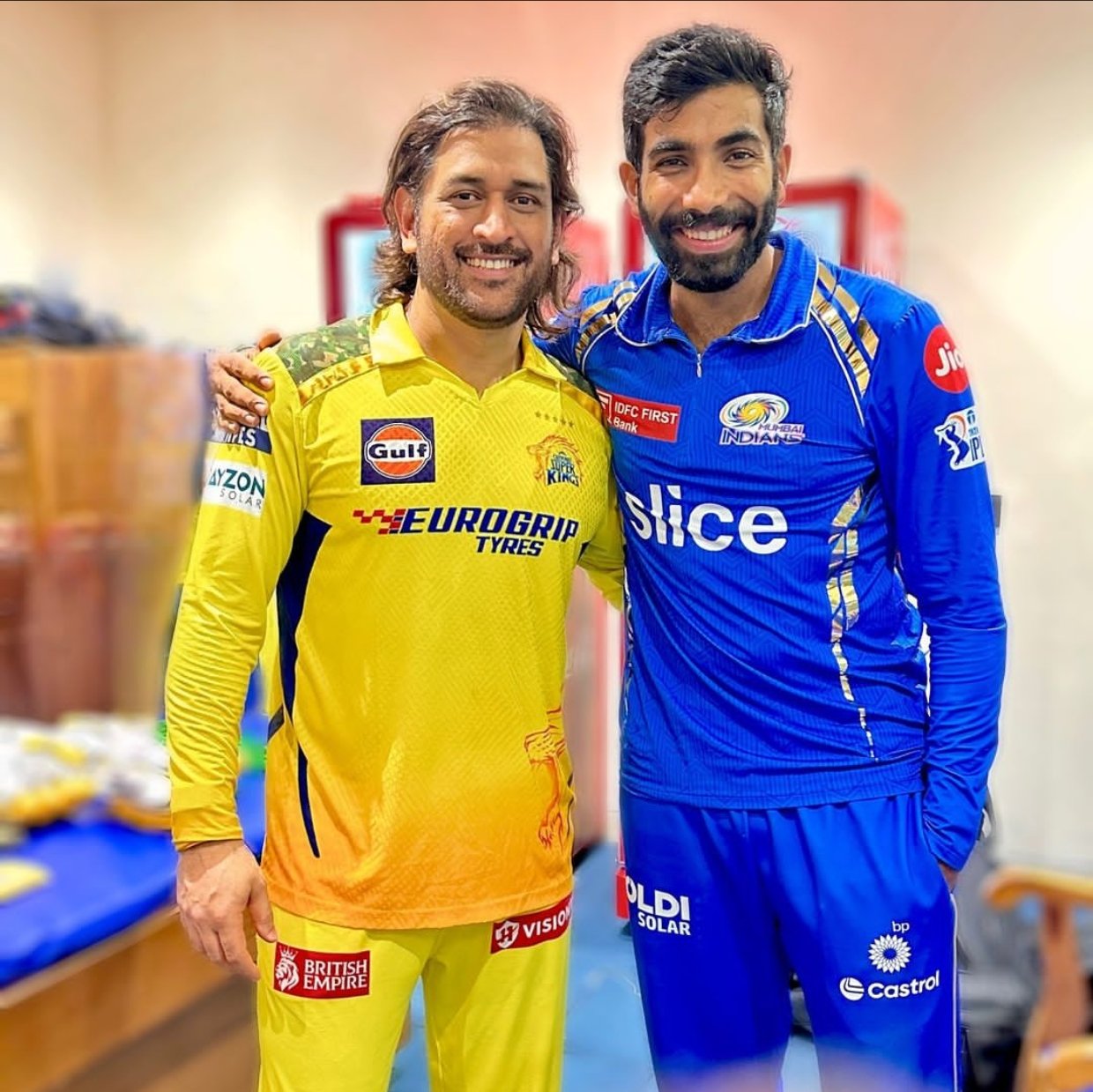 Jasprit Bumrah Visits The CSK Dressing Room To Meet MS Dhoni