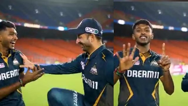 IPL 2024: [WATCH]- Mohit Sharma Jokingly Kicks Sai Sudharsan For Teasing Them About Their Age Difference