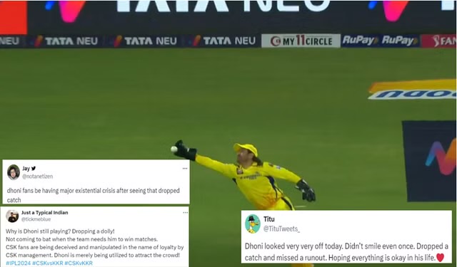 IPL 2024: “Why Is Dhoni Still Playing?”- Fans React To MS Dhoni’s Dropped Catch Of Andre Russell In The CSK-KKR Game
