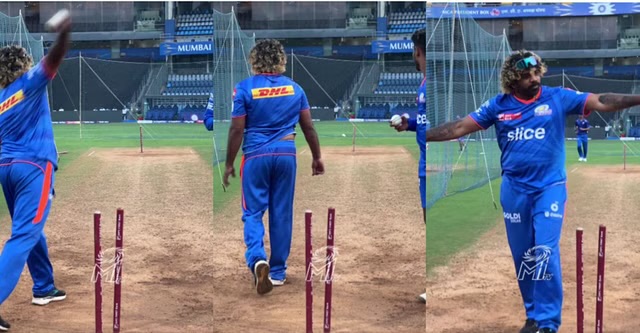 [WATCH]- Lasith Malinga Accurately Hits The Target After Other MI Bowlers Miss During A Practice Session