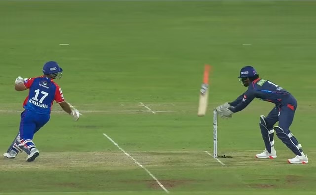 [WATCH]- Rishabh Pant Loses His Bat And Gets Stump Out In The DC vs LSG Match
