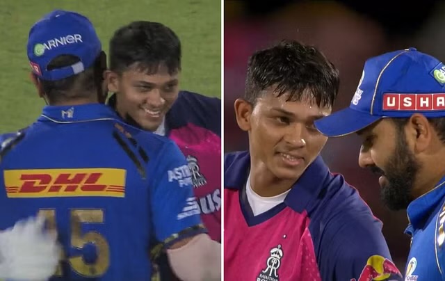 [WATCH]- Centurion Yashasvi Jaiswal Embraces Rohit Sharma Following The RR vs MI Game In IPL 2024