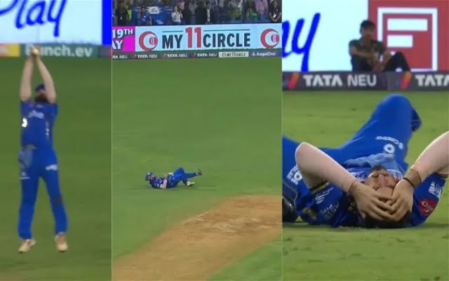 [WATCH]- Nehal Wadhera Grabs A Diving Catch At The Point To Remove Deepak Hooda In The MI vs LSG Match