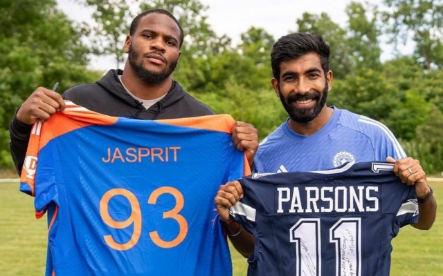 Jasprit Bumrah And NFL’s Micah Parsons Play American Football