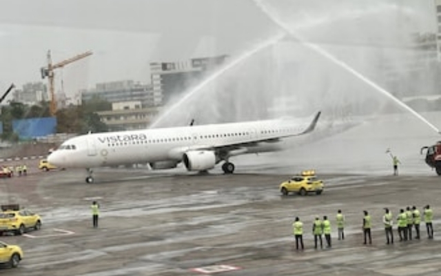 Team India’s Plane Receives Unique Water Salute At Mumbai Airport Runway