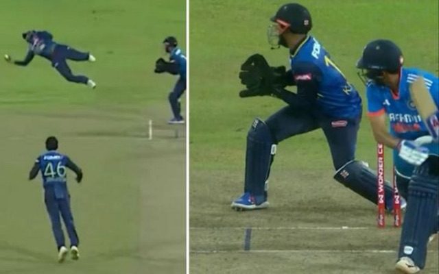 [WATCH] Kamindu Mendis Grabs A Stunner To Dismiss Shubman Gill