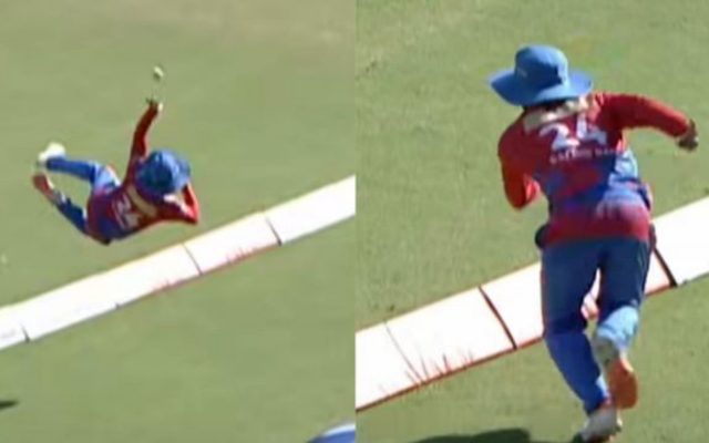 [WATCH]- Sachin Baby Makes A Stunning Boundary Save, Saving 5 Runs For His Team In The Kerala Cricket League