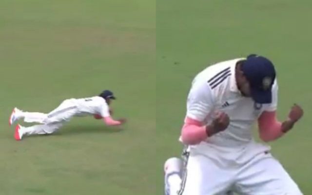 [WATCH]- Harshit Rana’s Outstanding Diving Catch Dismisses Aryan Juyal In The 2024 Duleep Trophy Match