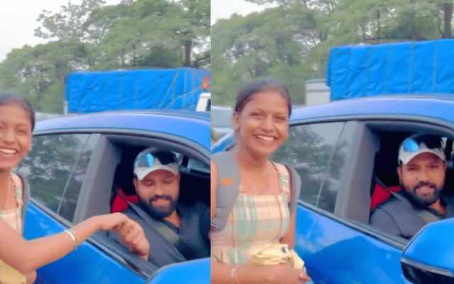 Rohit Sharma stops his car in Mumbai to wish fan on her birthday